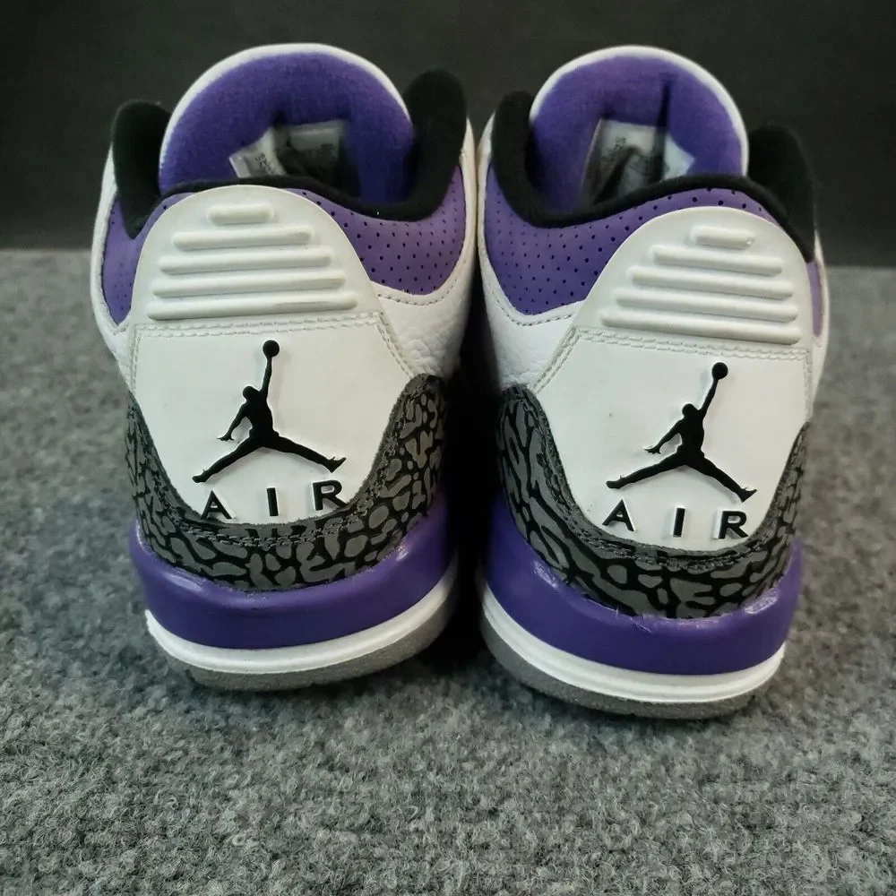 Nike Air Jordan 3 Retro Shoes Youth Boys Size 7 Purple White Sneakers DM0967-105